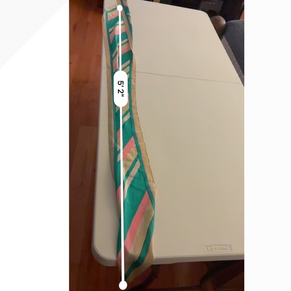 Vintage Anne Klein Oblong Scarf Green Pink Gold Stripe 62" Logo Retro 70s 80s - Picture 4 of 5